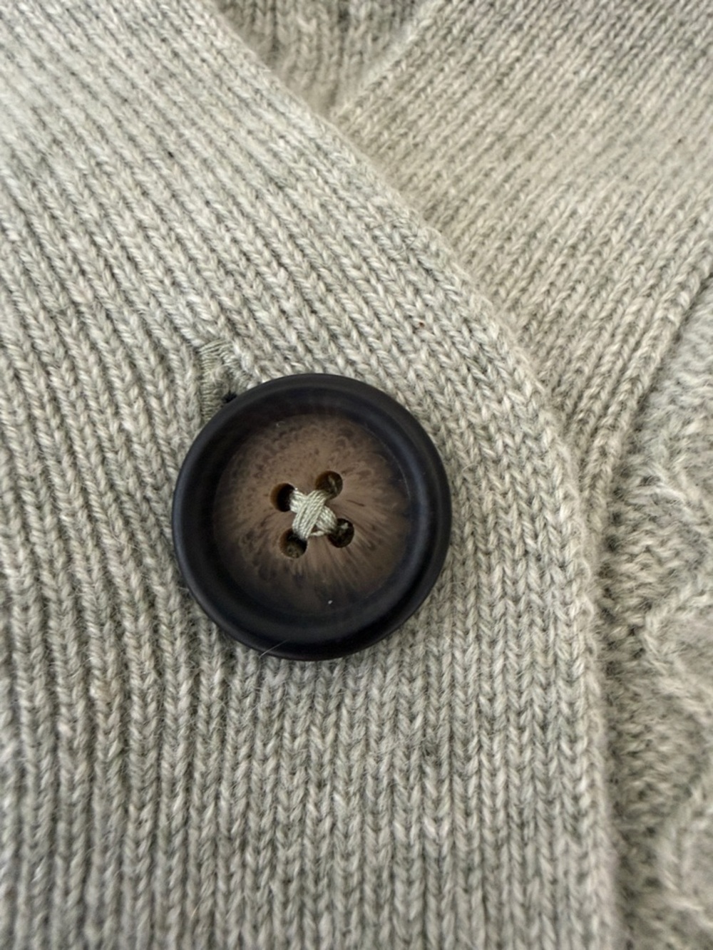 Garnet Hill Sage Green cashmere Textured Button-Front Cardigan - Picture 3 of 5